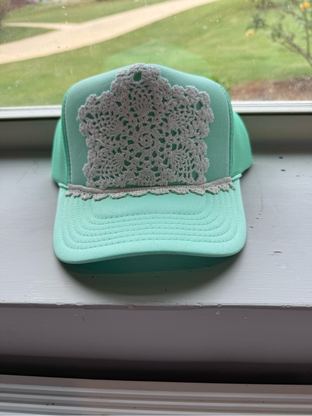 Mint Green doily Trucker Hat